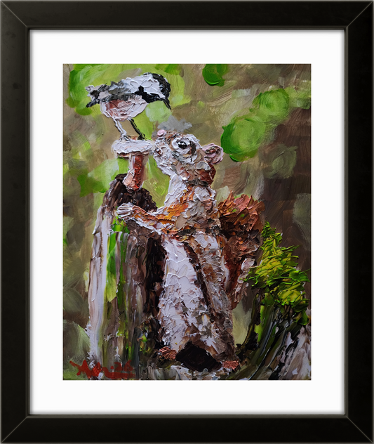 Squirrel and Bird 11×14 inch