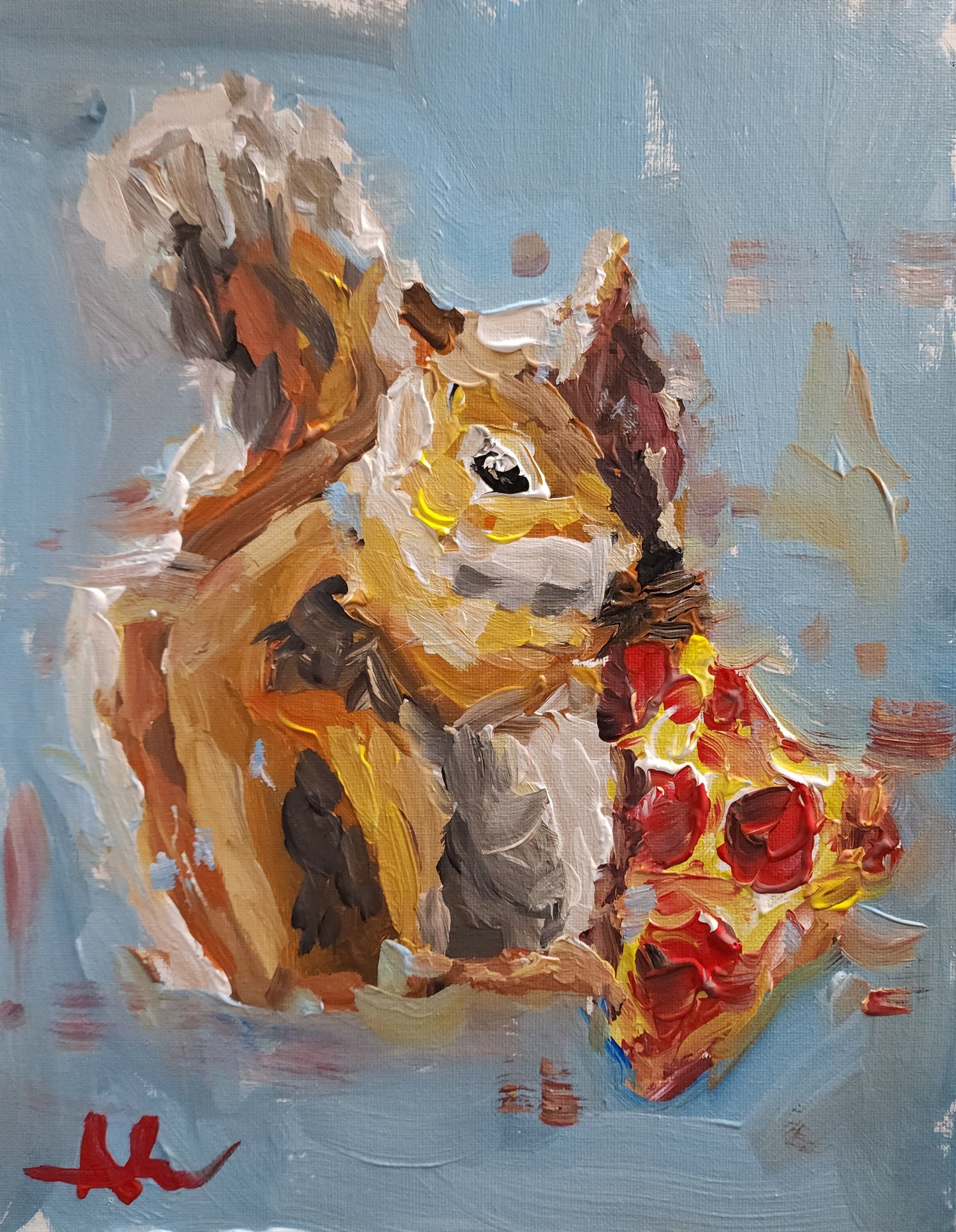 Squirrel Pizza 11x14 inch CANVAS