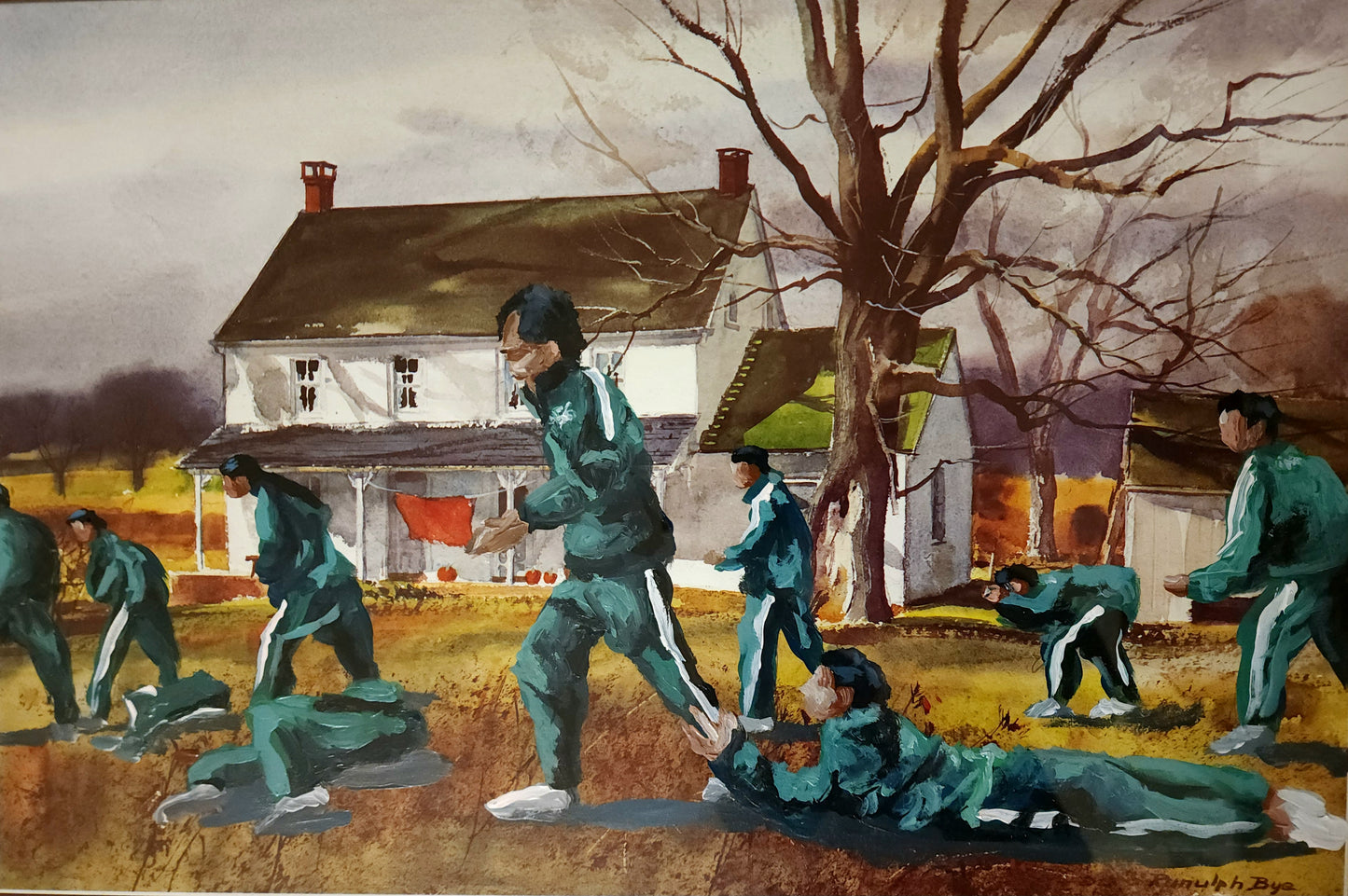 Red Light Green Light Squid Game - Lost Art (Thrift Shop Painting) 18x24 inch CANVAS With FRAME