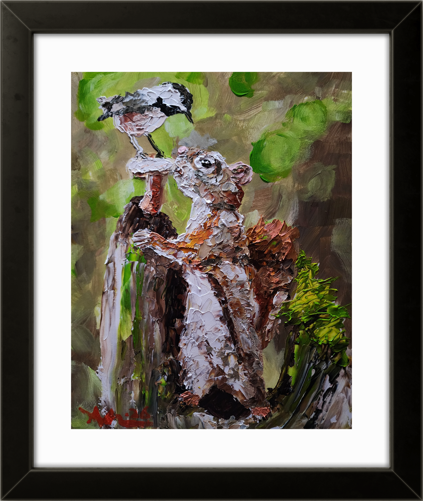 Squirrel and Bird 11×14 inch