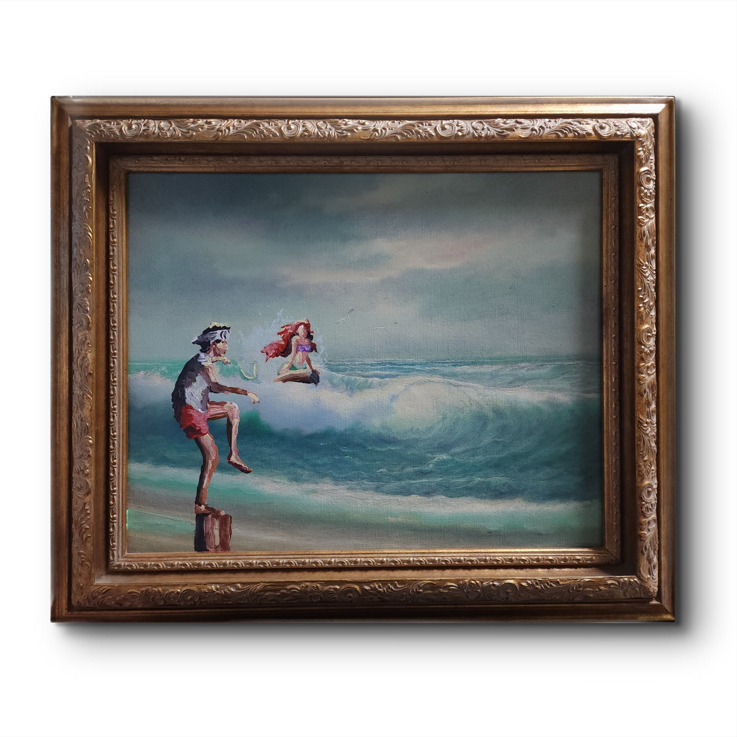 The Little Karate Kid - Lost Art (Thrift Shop Painting) 20x26 inch CANVAS With FRAME