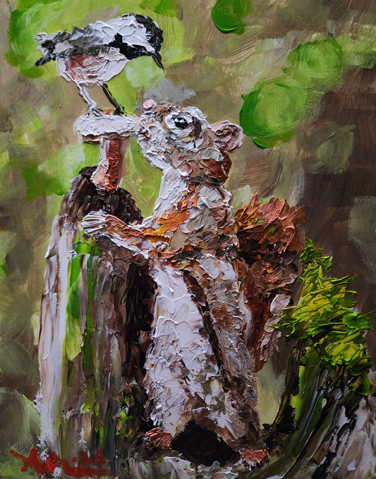 Squirrel and Bird 11×14 inch