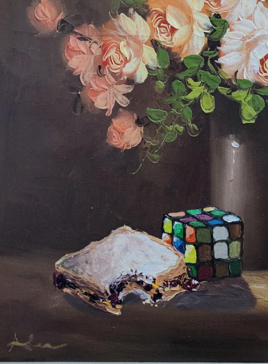 Bouquet Of Nostalgia - Lost Art (Thrift Shop Painting) 28x36 inch CANVAS With FRAME